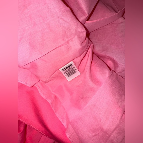 NWOT STAUD Landry Shoulder-Tie Smocked Cotton Maxi Pink  Dress sz XL - Picture 5 of 6